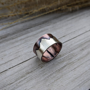 Mountain Range Ring - Copper and Sterling Silver - Mixed Metal Jewelry