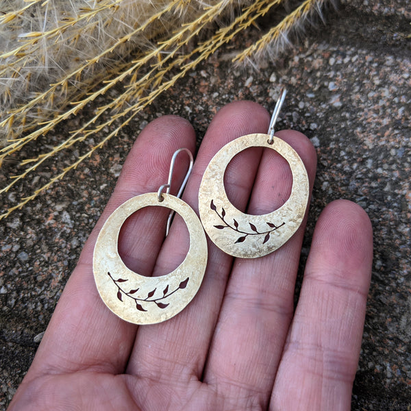 Gold Leaves - brass botanical earrings