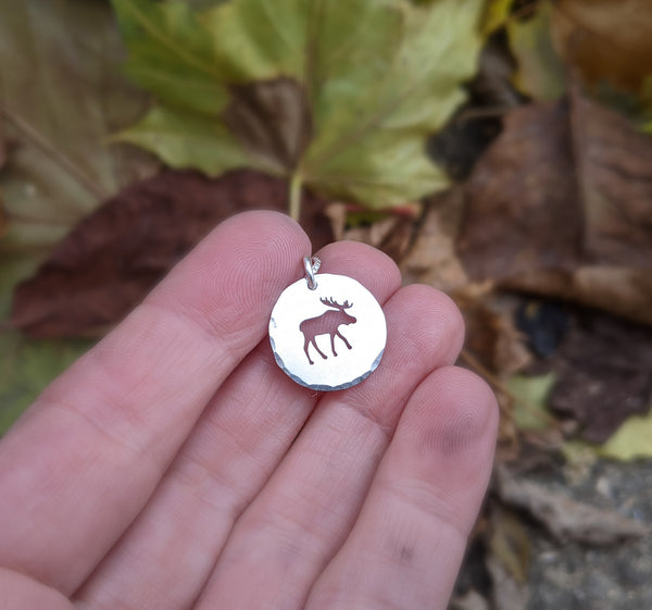 Silver Moose Necklace - silver wildlife charm