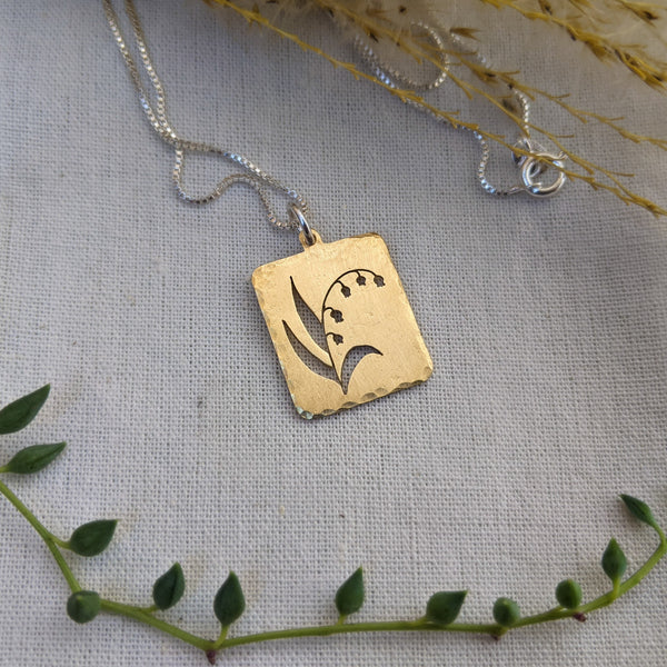 Lily of the Valley - brass botanical necklace