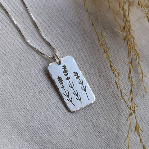 Lavender - silver botanical necklace