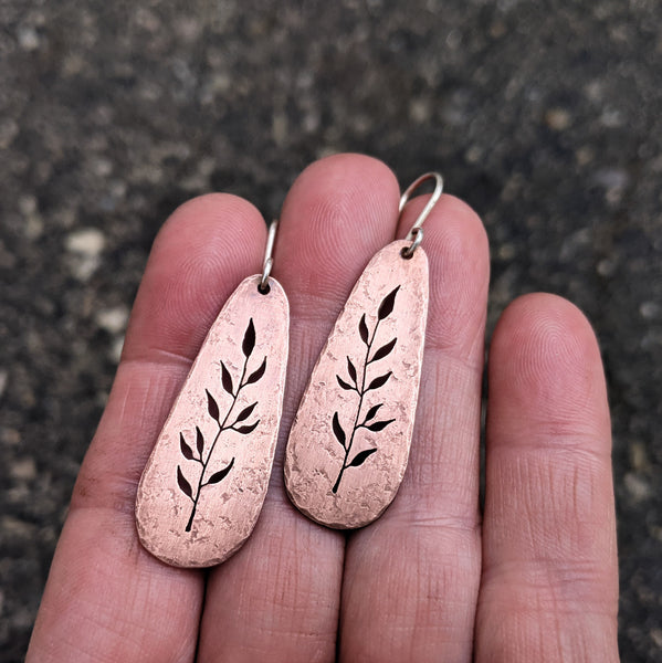 Copper Leaves botanical earrings