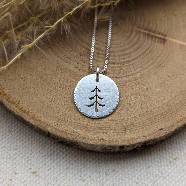 Little Spruce - silver spruce tree pendant