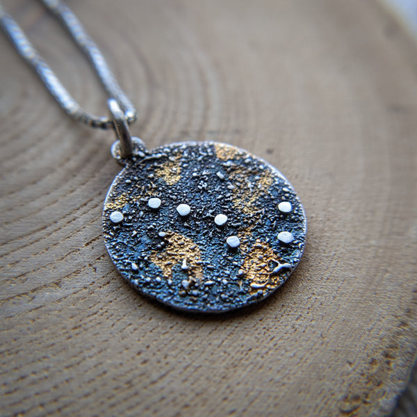 Big Dipper Constellation Pendant - silver and 24k gold keum boo