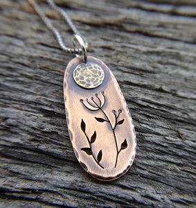Blooming  - mixed metal botanical pendant
