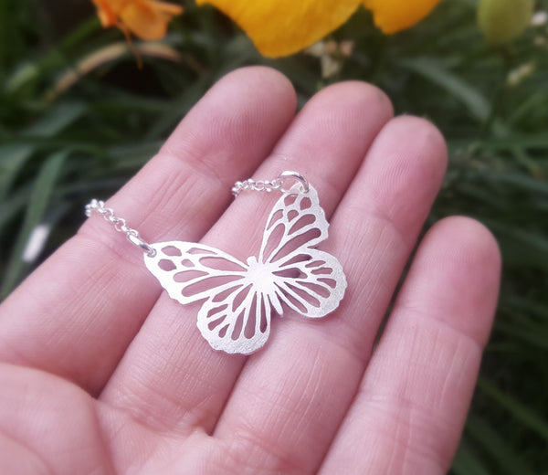 Monarch Necklace - Silver butterfly pendant