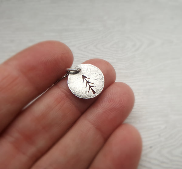 Tiny Pine Charm - sterling silver rustic tree necklace