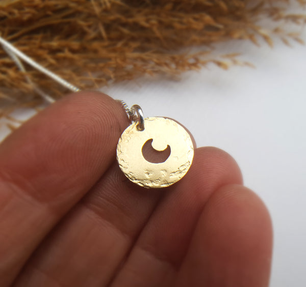 Tiny Crescent Moon Charm - Gold moon necklace