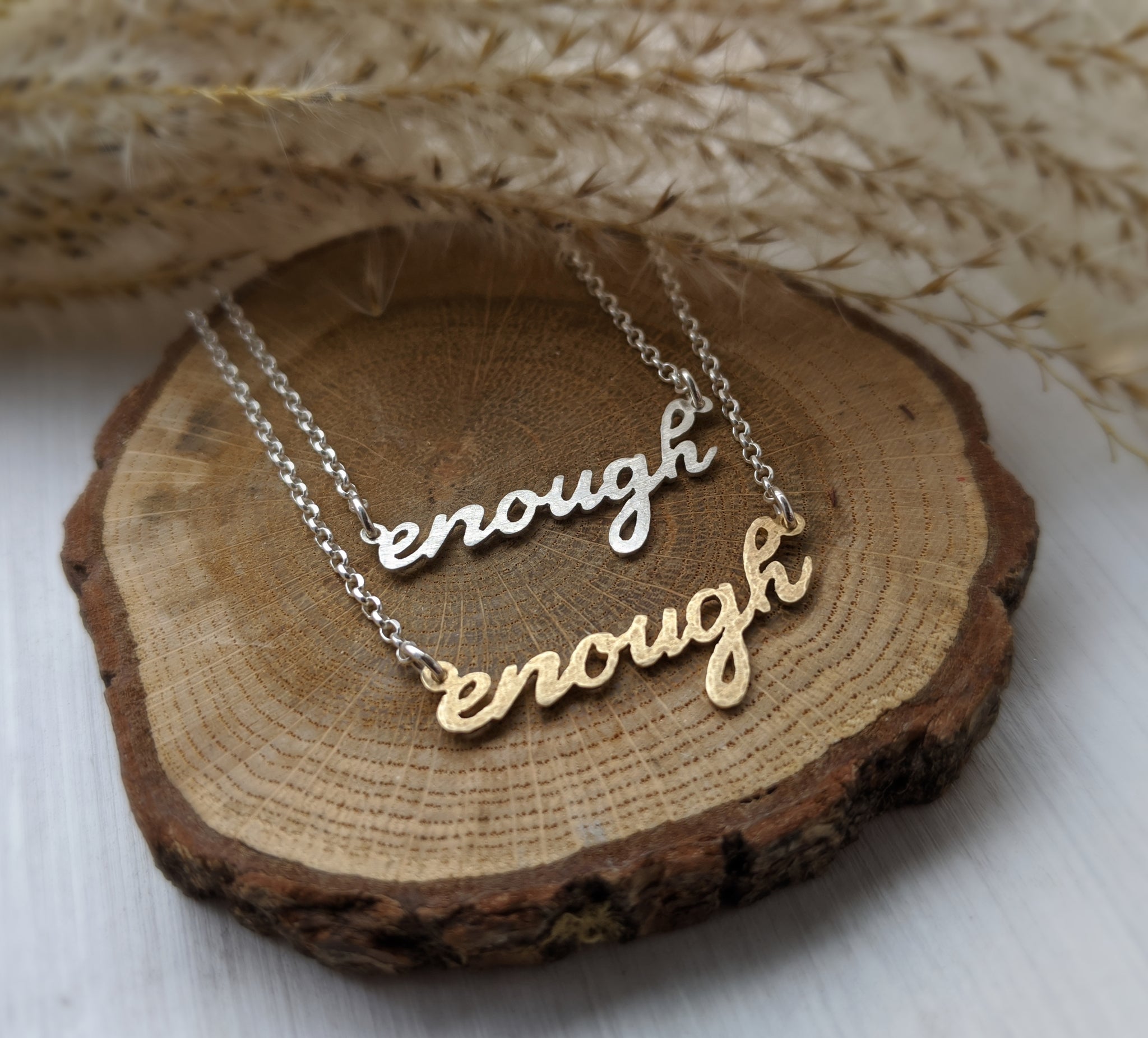 You are Enough - cursive mantra necklace