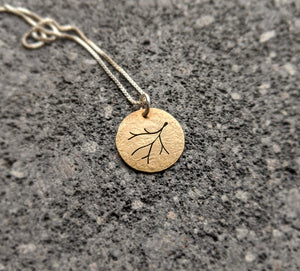 Branch Charm Necklace - brass and sterling silver