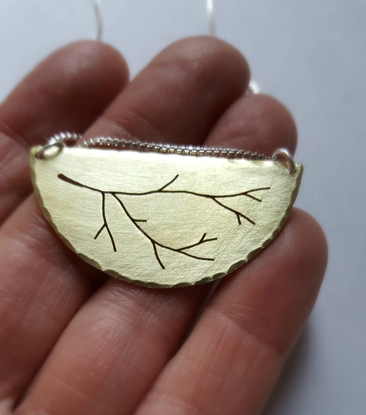 Tree Branch Pendant - Brass Twig Necklace