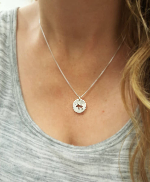 Silver Moose Necklace - silver wildlife charm