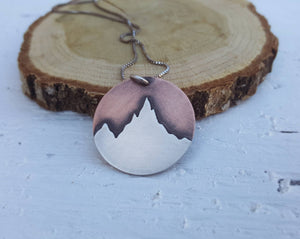 The Peak: Mountain Pendant - Copper and Sterling Silver Mountain Necklace