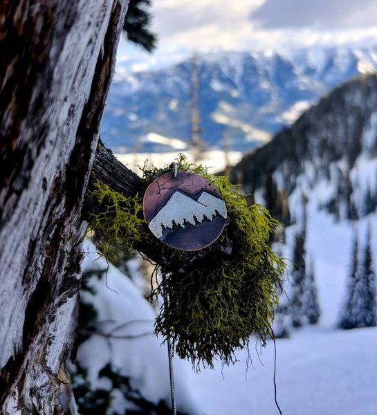Mountain Treeline Pendant - adventure landscape necklace